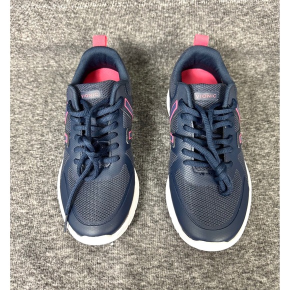 Vionic Miles II Womens 5Wide Navy Pink Walking  Sneakers Comfort Arch Support - Picture 1 of 10